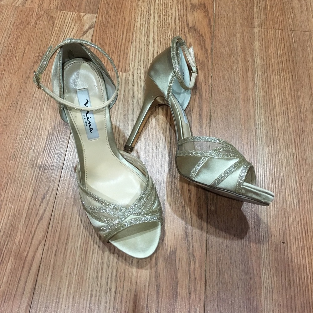 Nina sparkly gold high heel sandals