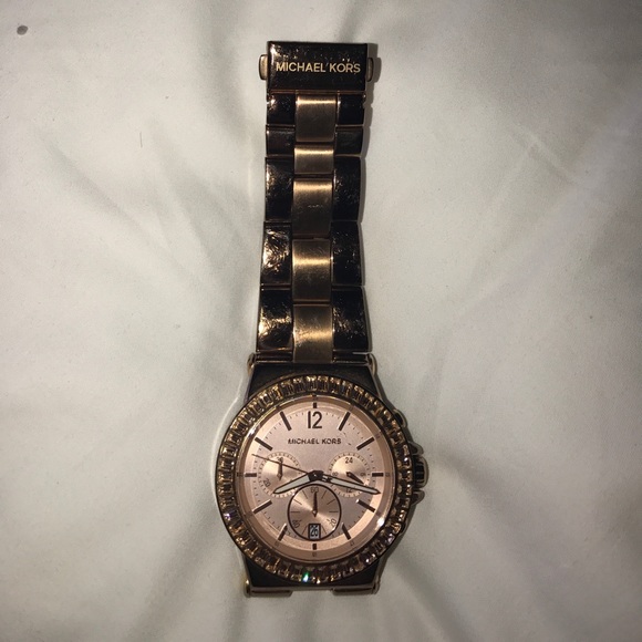 Large Michael Kors rose gold watch main image 5