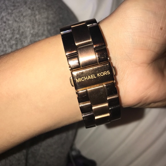 Large Michael Kors rose gold watch main image 4