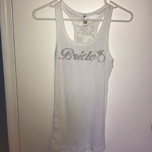 Gemstone bride tank top with lace back.