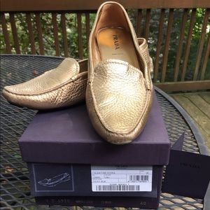 Ladies Prada loafers, golden bronze, size 10
