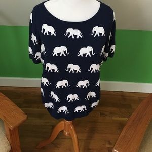 Talbots Blue and White Elephant sweater