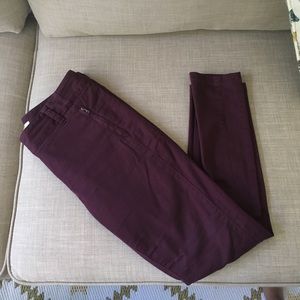 Loft Sz 4 Marissa Skinny Sateen Chinos Wine Color