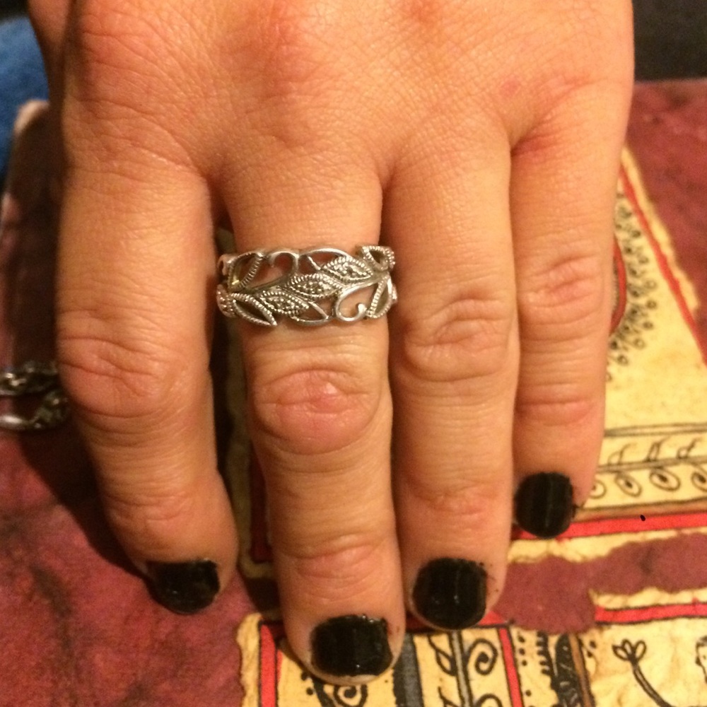 Sterling silver diamond ring.