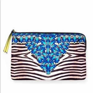 Stella & Dot Jeweled Zebra Capri Pouch