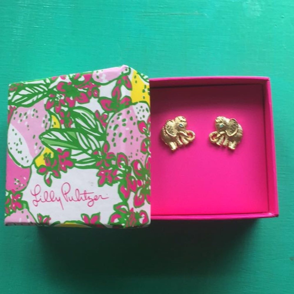 Lilly Pulitzer gold elephant earrings