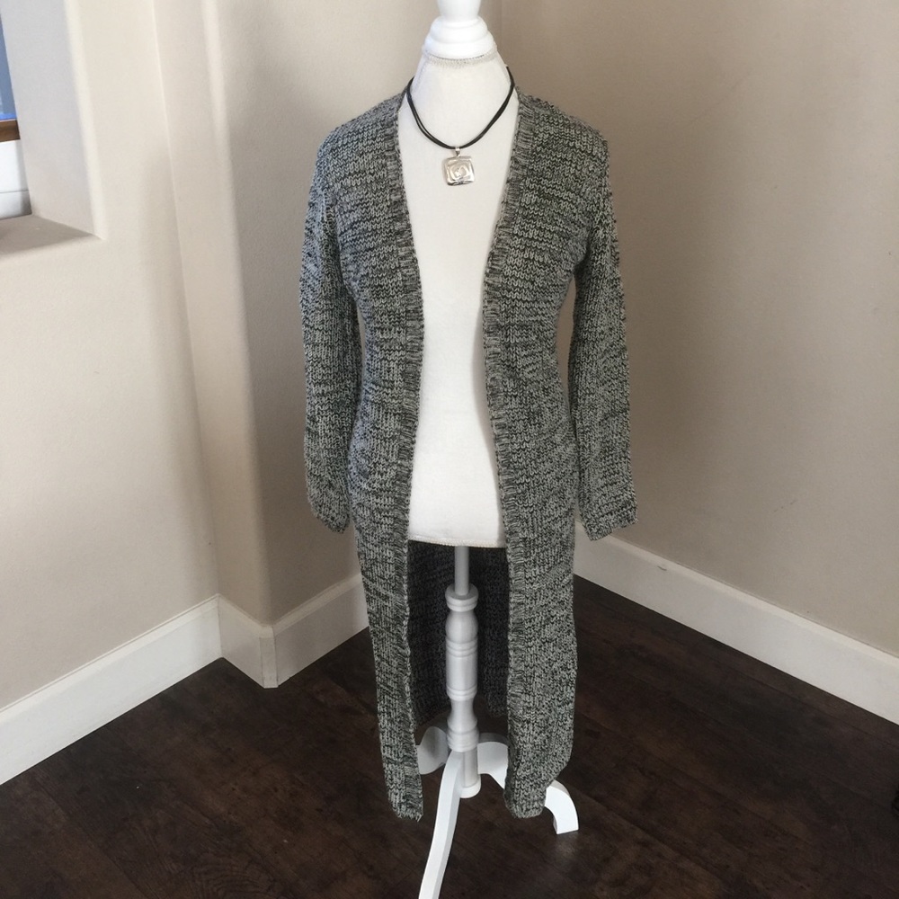 NWOT black and white long cardigan sweater