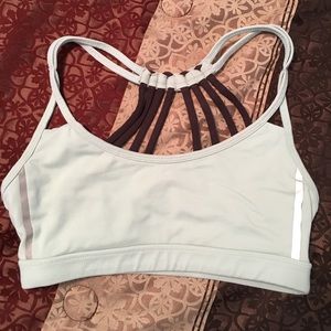 Light blue strappy sports bra