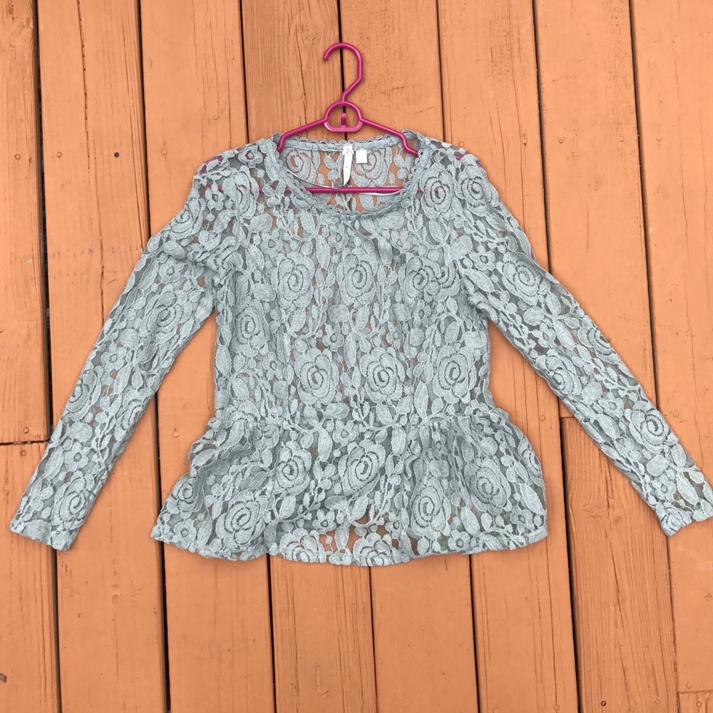 Light Green Lace Peplum Top Lauren Conrad size S ✨