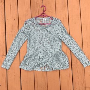 Light Green Lace Peplum Top Lauren Conrad size S ✨