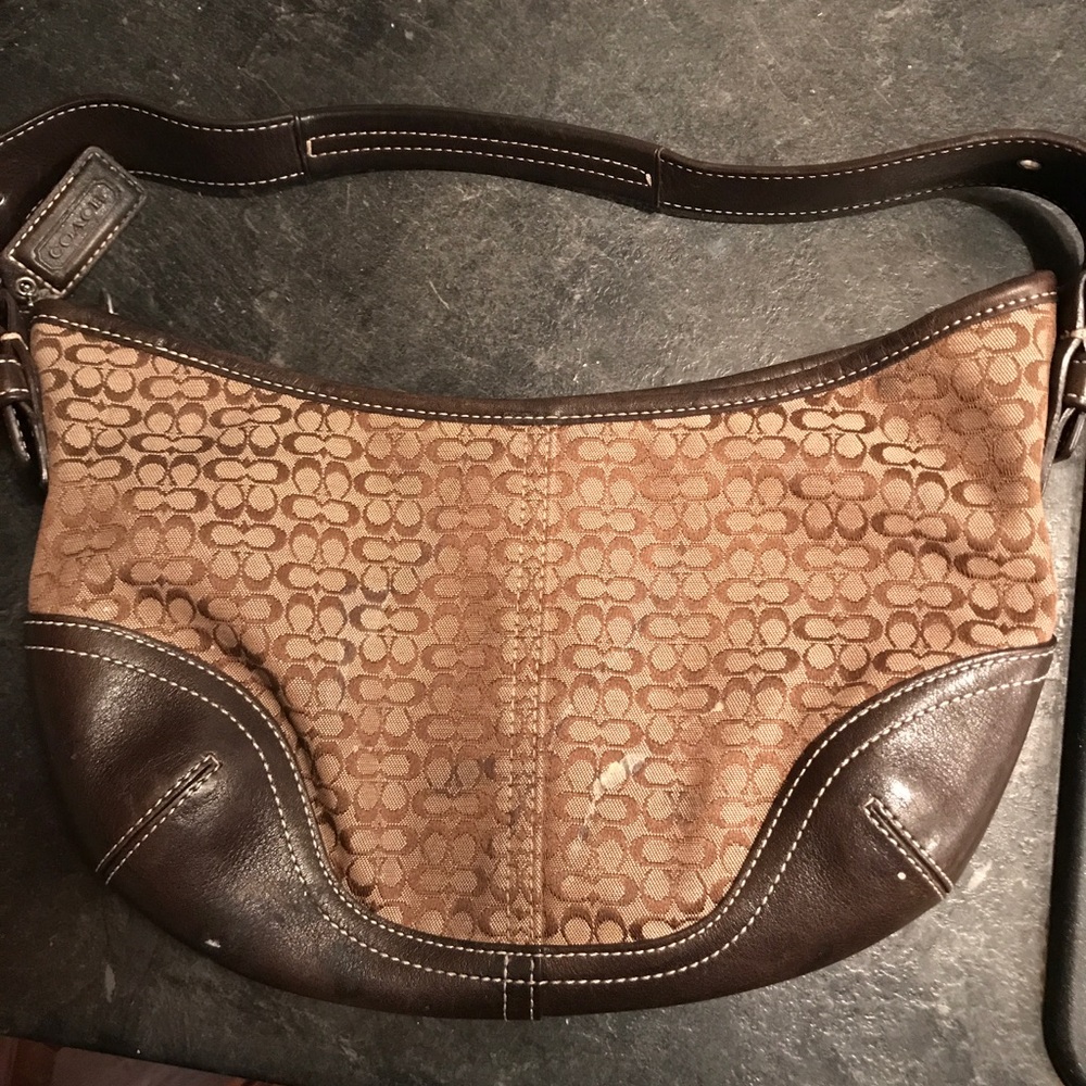 Small Mini Signature Coach Hobo Brown Handbag 👜