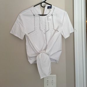 Blue Rain white blouse with tie at the bottom. XS