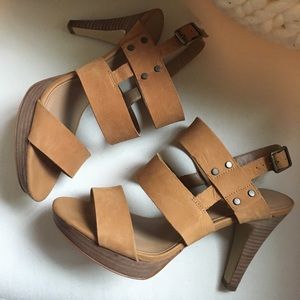 Franko Sarto | tan open toe heels