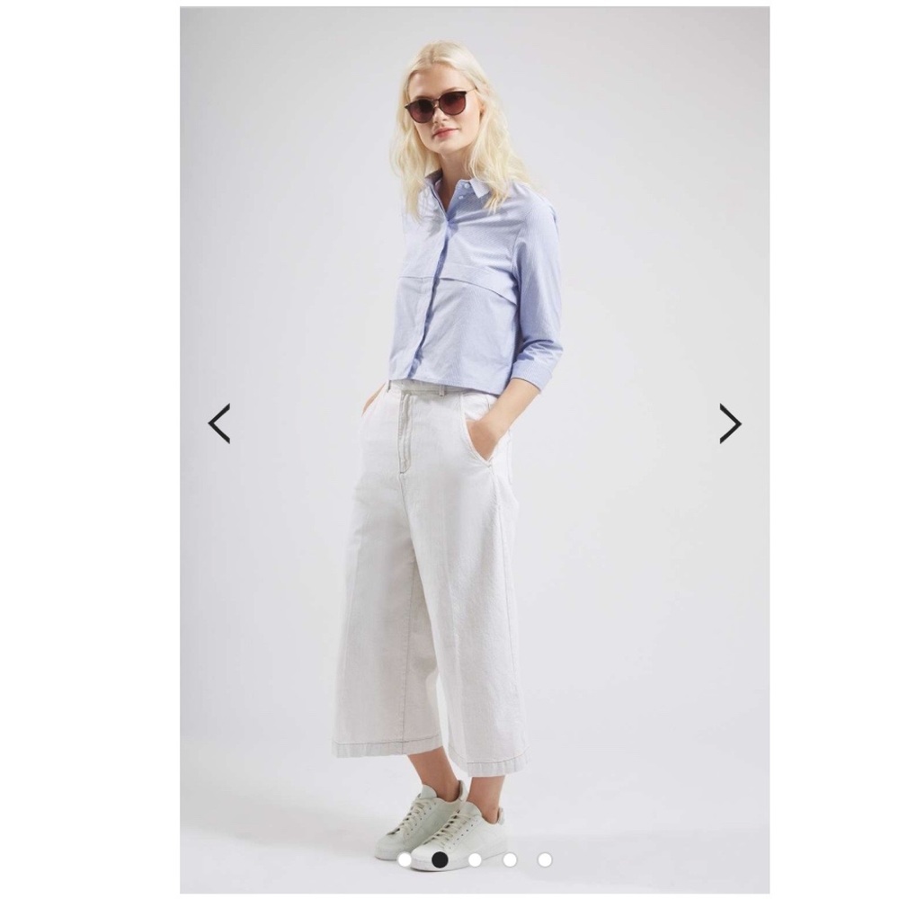 Topshop Cropped Ticking Stripe Shirt