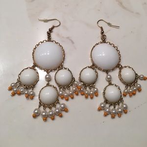 Orange and White Statement Earrings