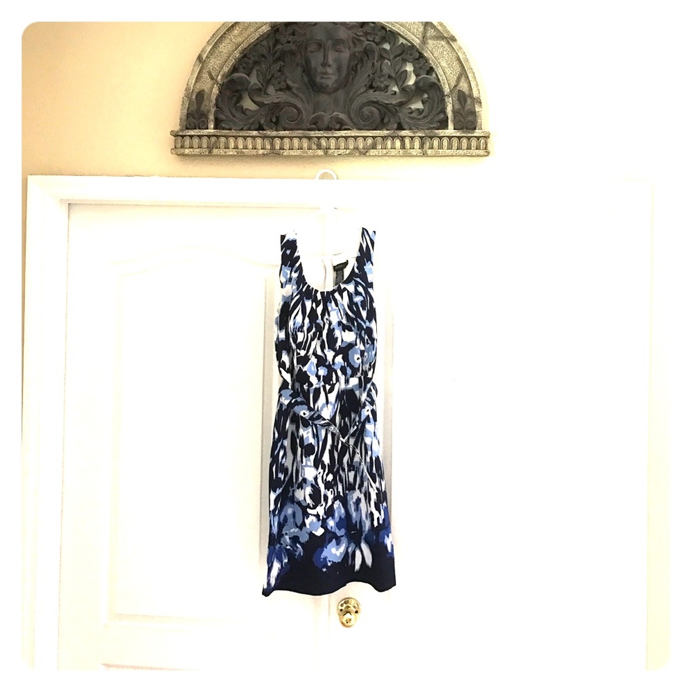 Size 8  belted pencil dress runs slim blue hues