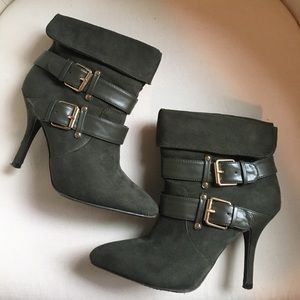 Rampage | ankle booty heels | sage green