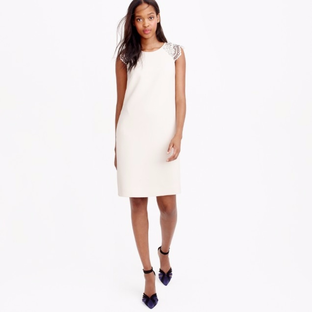 NWT J.Crew Creme Dress, Black Lace, Size 8P - Picture 2 of 7