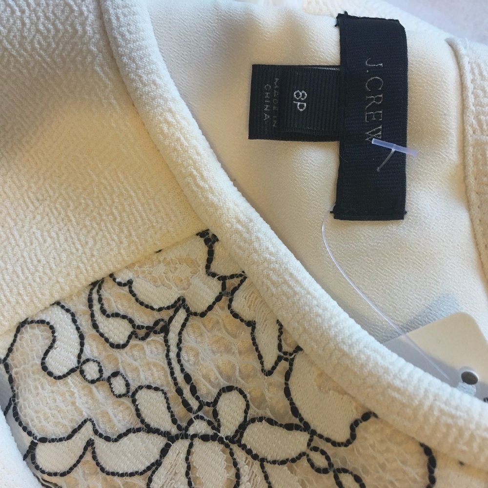 NWT J.Crew Creme Dress, Black Lace, Size 8P - Picture 5 of 7