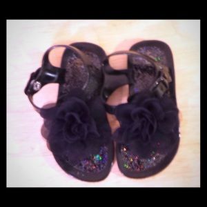 Black Glitter Jelly Sandals Toddler Size 6