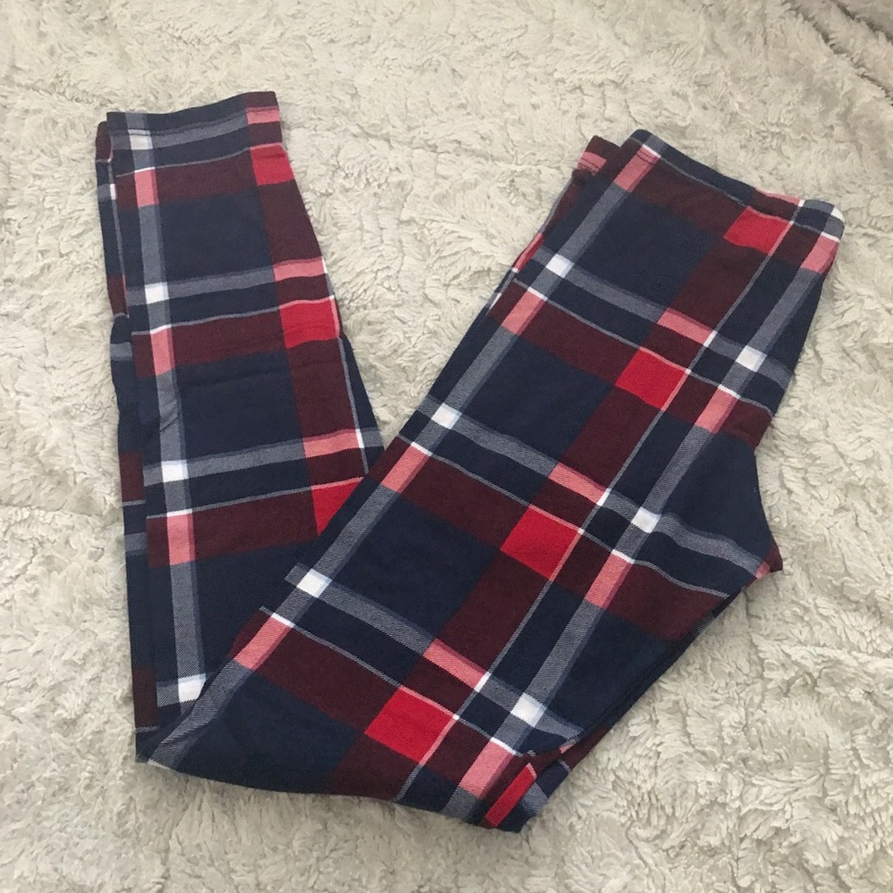 Navy/Red Plaid Leggings - Picture 5 of 5