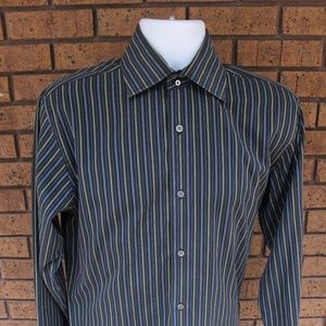 Banana Republic Men Blue/Green Stripe Shirt Size M