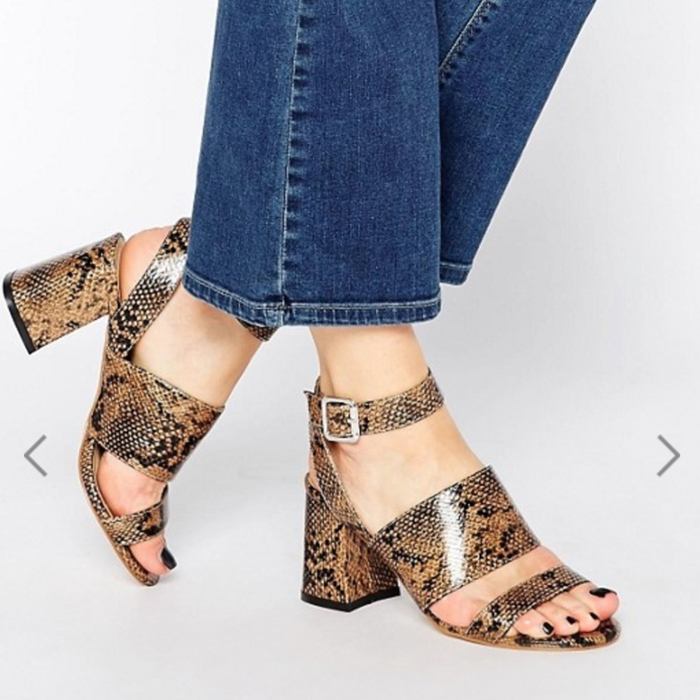 Asos Cross Strap Mid Heeled Sandals