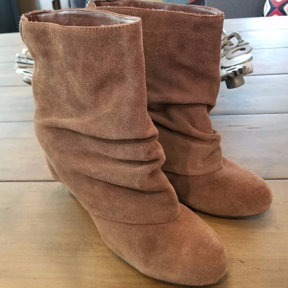 Naughty Monkey Tan Suede Slouch Foldover Boot