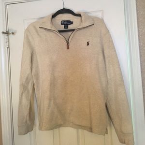 Polo cream 1/2 zip pullover, men's small