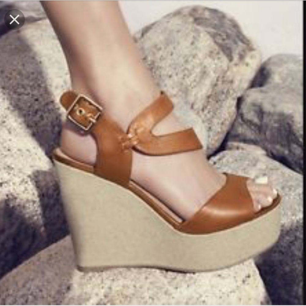 Steve Madden Marcii Cognac platform wedge