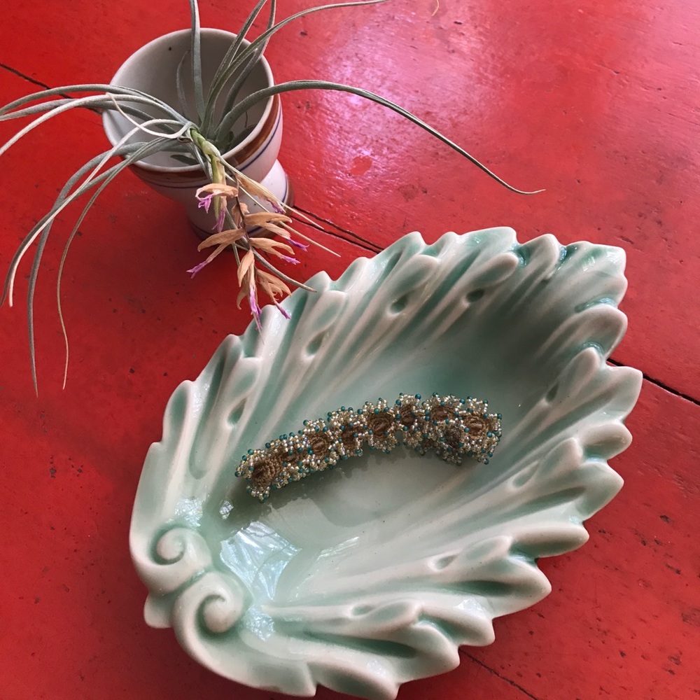 Woven and beaded bracelet