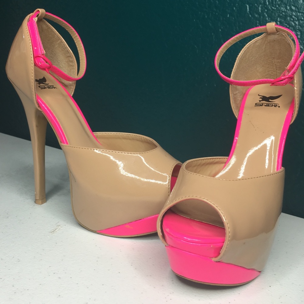 Neon Pink & Nude Patton heels