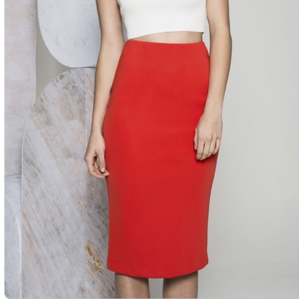 Cameo Metal and Dust Neoprene Skirt, orange-red