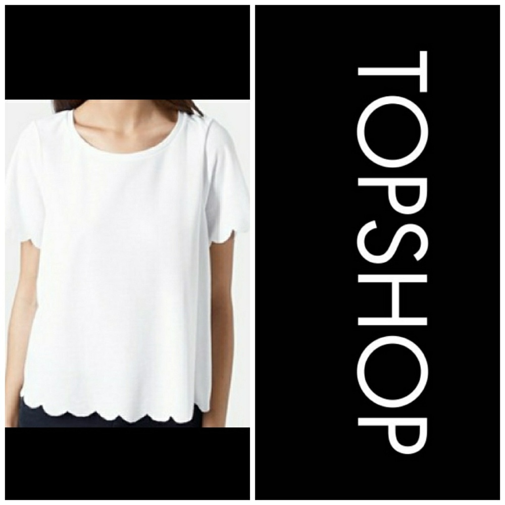 TopShop White Scalloped Top