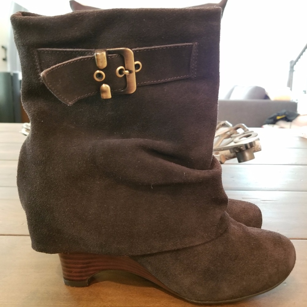 Naughty Monkey Brown Suede Slouch Foldover Boot
