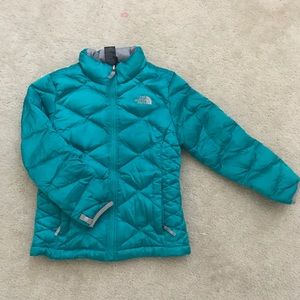 Girls Teal North Face Puffer Jacket
