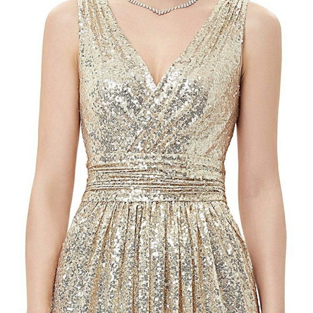 NWT Kate Kasin Gold Sequin Bridesmaid Dress-Size4