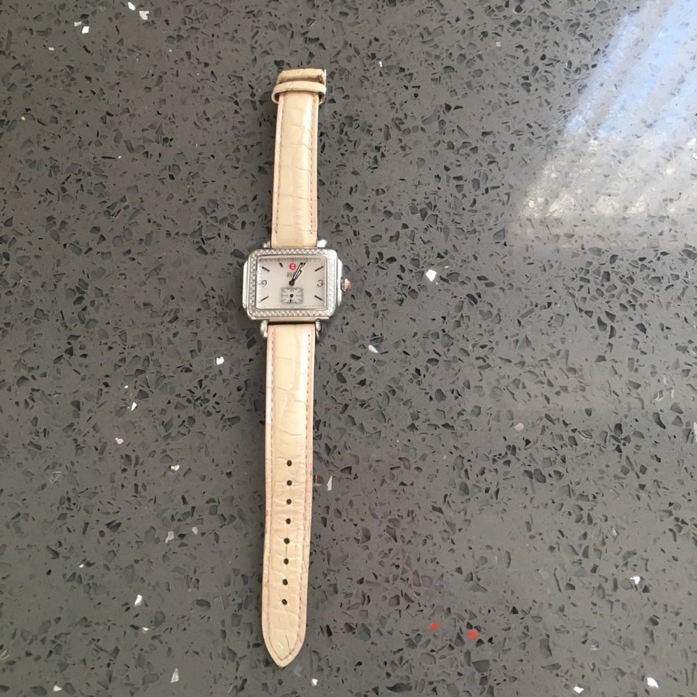 Michele watch chrome face with diamonds