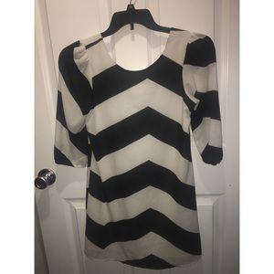 Black and white chevron dress.