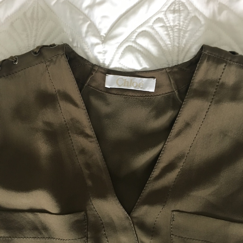 SOLD Chloé silk green dress - Picture 2 of 5