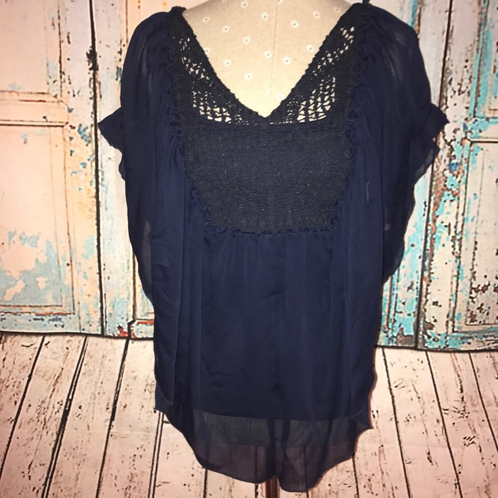 STARSCENE L.A.(Dillard's)~Crochet Beaded Bib Tunic