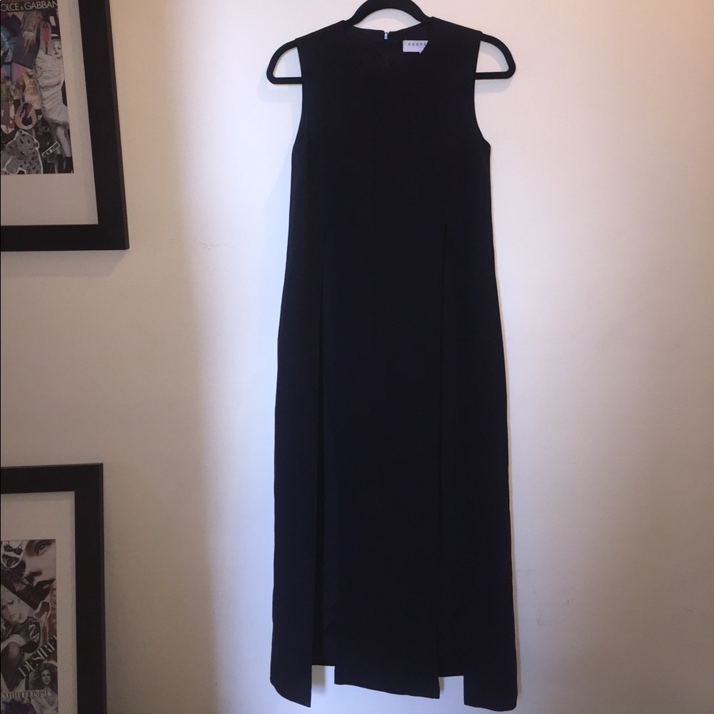 Keepsake- tunic top with front slits -black