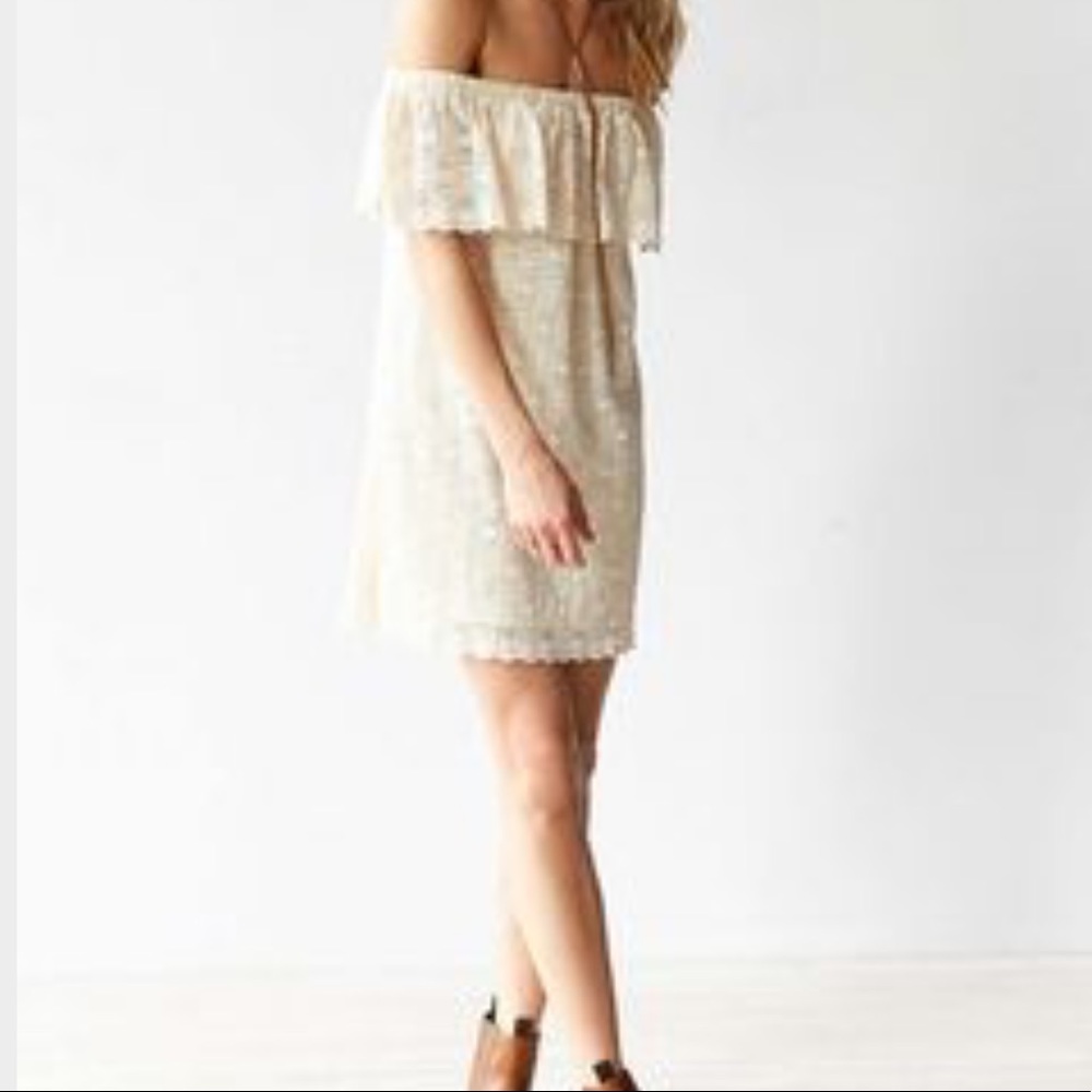 Kimchi Blue cream eyelet off the shoulder dress