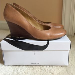 Nine West stacked heel wedges