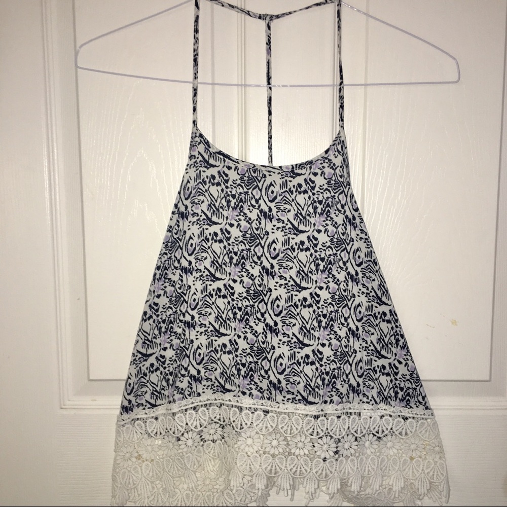 NWT Printed Crochet-Trim Tank