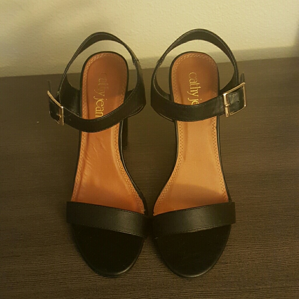 Cathy Jean Black Strap Heels