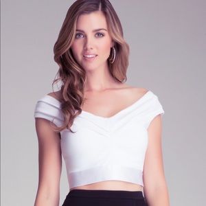 Beautiful cross overlay white crop top