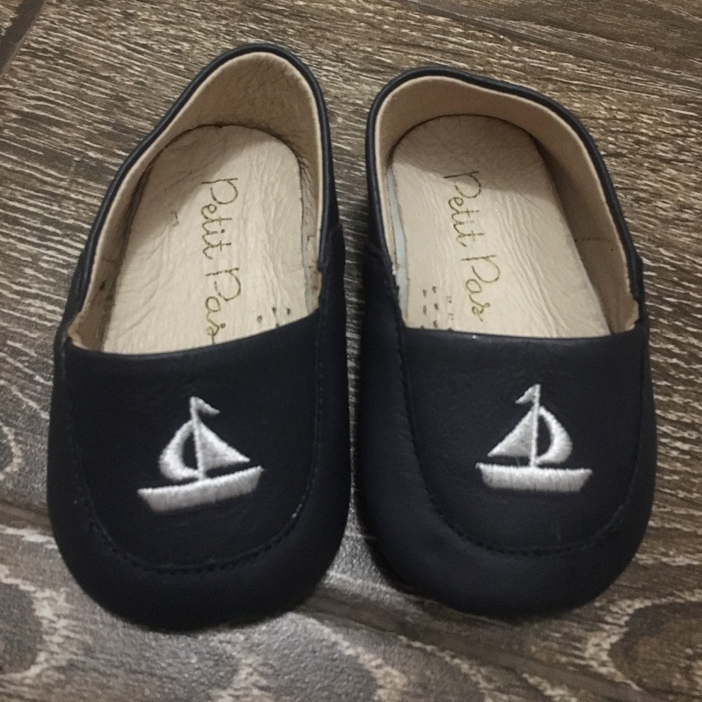 Petit Pas navy slip on boat shoes