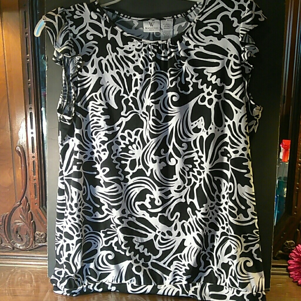 Worthington Stretch X-Large b/w blouse