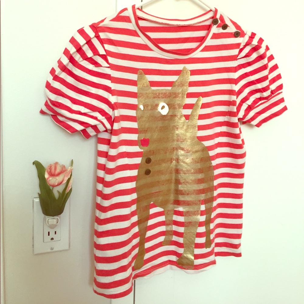 Striped shirt with a bull terrier print